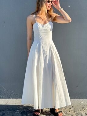 White Maxi Dress summer dress with open back